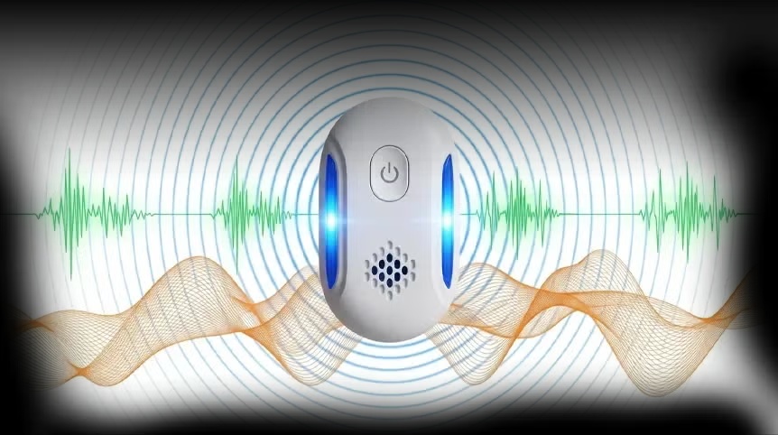 Illustration of sound waves around a plug-in device